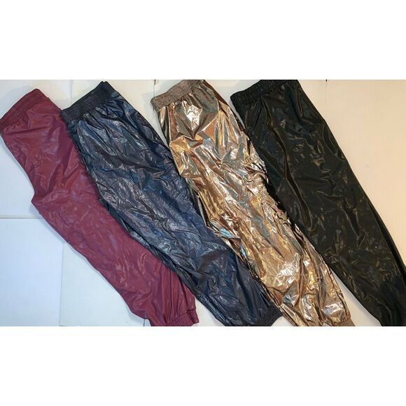 Victoria's Secret L JOGGER PANTS lot black pink gold silver gray foil VSX SPORT